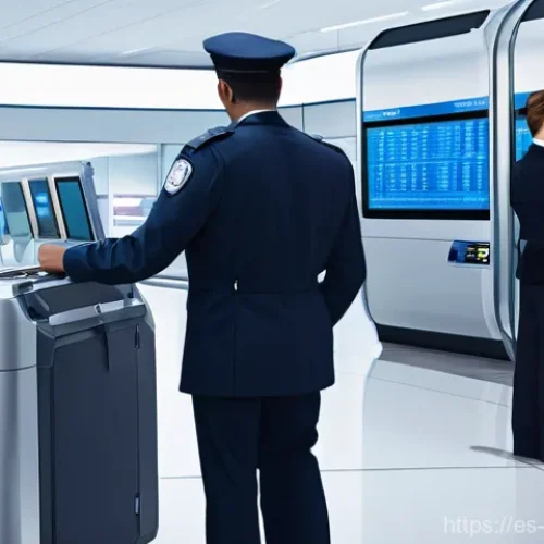 Home 16 항공보안관리사 자격시험 최신 동향 - **Prompt:** "A highly detailed, realistic image depicting a modern airport security checkpoint. On t...