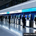Home 20 항공보안관리사 취업 유망 분야 - A modern European airport security checkpoint featuring a diverse group of professional security sta...