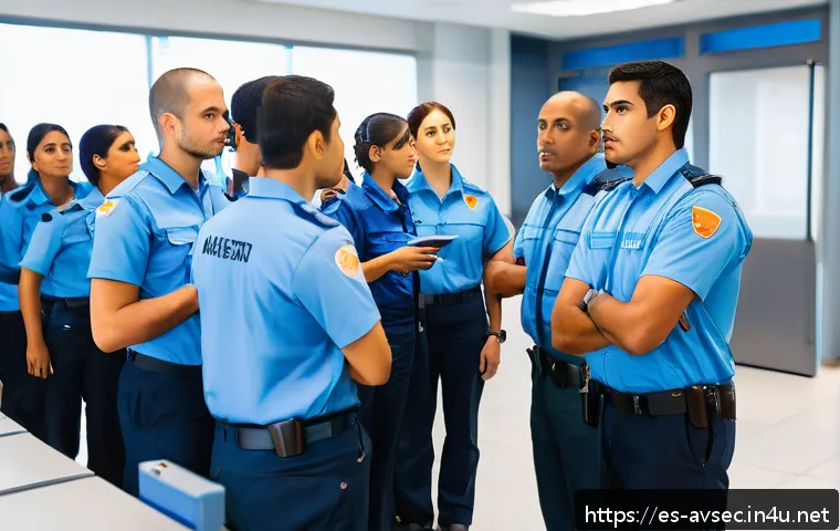 항공보안관리사 자격증 실패 원인 분석 - A professional airport security training classroom scene focused on a diverse group of adult Hispani...